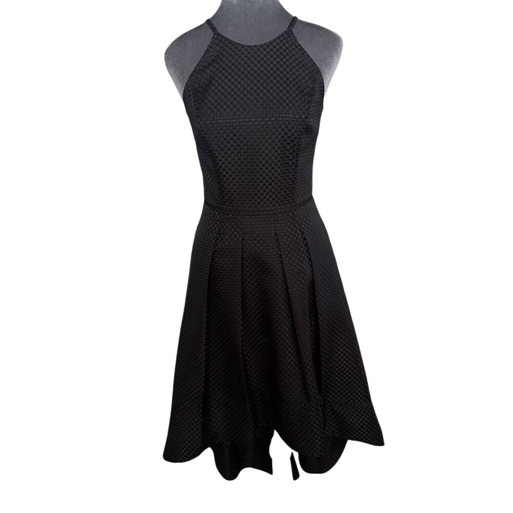 Aidan Mattox Black Textured Sleeveless Fit & Flare Dress Size 0